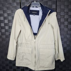 London Fog Women's Beige Utility Jacket with Navy Lining